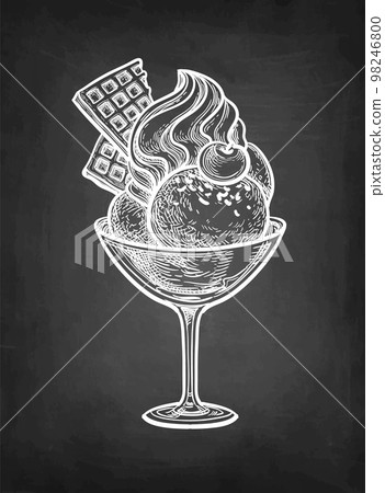 Ice cream with waffles and wripped cream. Ice cream with waffles and wripped cream. 98246800