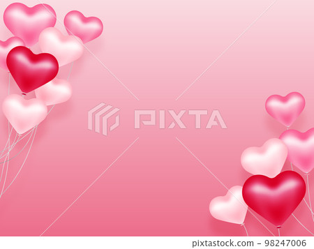 Heart balloon three-dimensional Valentine background frame Heart balloon three-dimensional Valentine background frame 98247006
