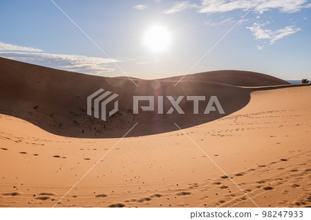 Beautiful sand dunes in the Sahara desert. Beautiful sand dunes in the Sahara desert. 98247933