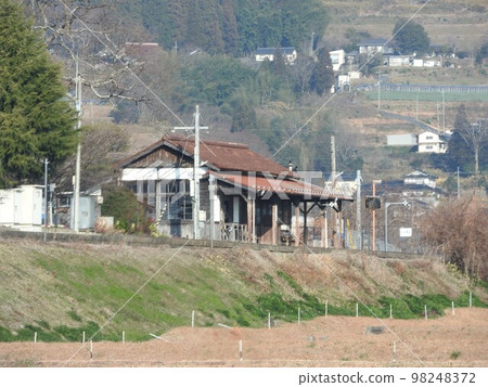 Overall view of Mimasaka Takio station building in Tsuyama city, Okayama prefecture, JR Inbi line 98248372