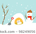 Snowman and cat 98249056