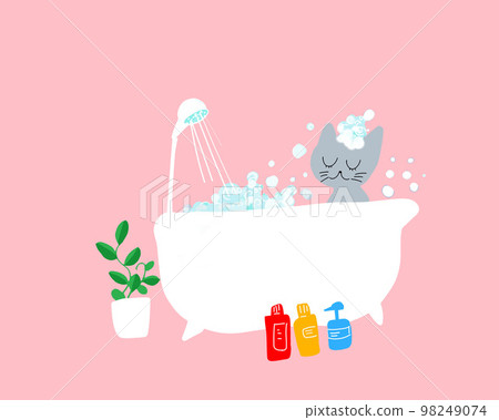 cat bathing cat bathing 98249074
