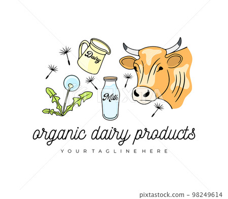 Cow milk product logo Royalty Free Vector Image