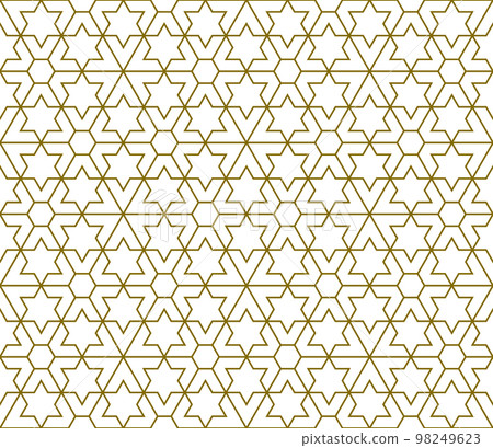 Seamless arabic geometric ornament in brown color. Seamless arabic geometric ornament in brown color. 98249623