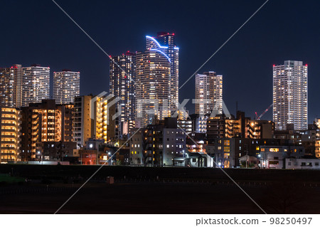 "Kanagawa Prefecture" Night view of Musashi Kosugi Tower Mansion / Residential area of Kawasaki City "Kanagawa Prefecture" Night view of Musashi Kosugi Tower Mansion / Residential area of Kawasaki City 98250497