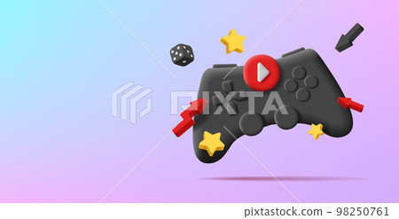 3d illustration of gamepad controller with buttons and 3d illustration of gamepad controller with buttons and 98250761