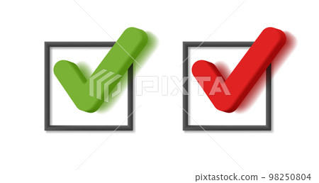Checkbox linear square with 3d volume check tick mark, interface icon 98250804