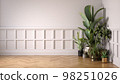 Empty classic art deco interior room with plants 3d illustration 98251026