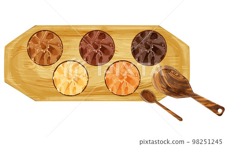 小盤子上味噌的手繪水彩插圖 98251245