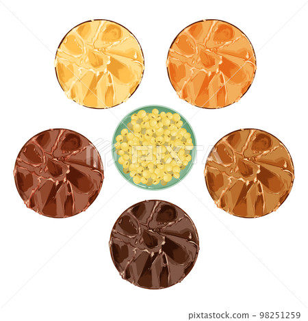 Hand-drawn watercolor illustration of miso on a small plate 98251259