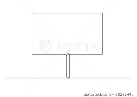 Blank banner mock up on stick. Protest placard, public transparency with holder. Single continuous line drawing. Vector illustration. Blank banner mock up on stick. Protest placard, public transparency with holder. Single continuous line drawing. Vector illustration. 98251443