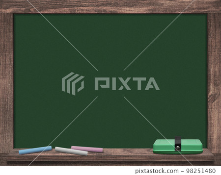 帶粉筆和橡皮擦的深色橡木框黑板 98251480