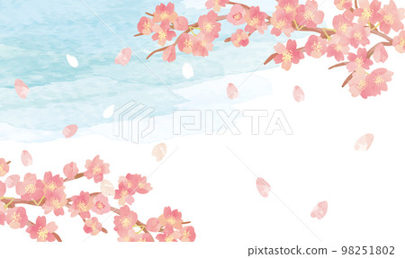 Cherry blossom watercolor spring background illustration 98251802