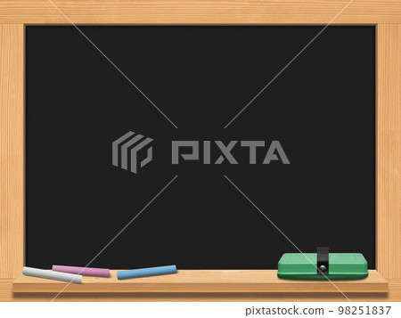 Natural framed blackboard with chalk and eraser 98251837