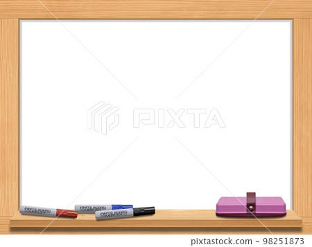 Natural wood whiteboard with markers and eraser 98251873