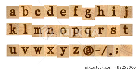 Branding style that can be used for clipping, lowercase serif font of wooden alphabet 98252000