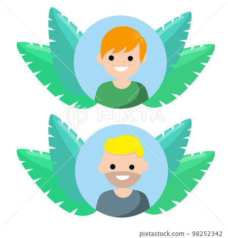 Avatar in social network. Young man in circle. 98252342