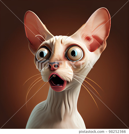 Oriental shorthair cat funny face portrait looking shocked. Oriental shorthair cat funny face portrait looking shocked. 98252366