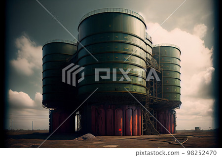 Structures, pipes, oil storage tanks, pipelines of petrochemical plant. 98252470