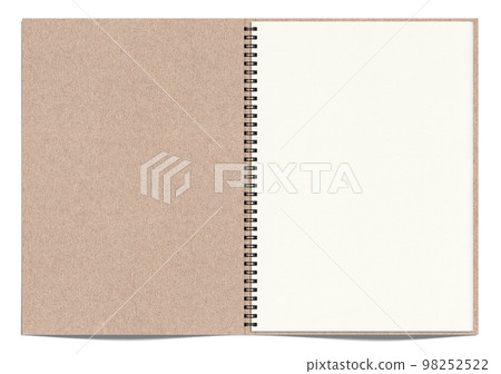Double-page spread sketchbook cover and page, cutout material with shadow Double-page spread sketchbook cover and page, cutout material with shadow 98252522