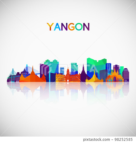 Yangon skyline silhouette in colorful geometric style. Yangon skyline silhouette in colorful geometric style. 98252585