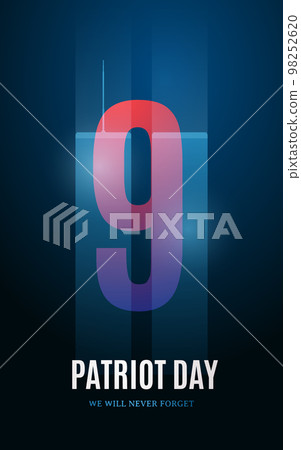 USA Patriot Day poster with Twin Towers silhuette and text . 98252620