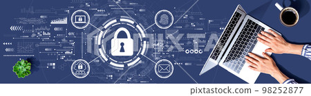 Internet network security concept with person using a laptop 98252877