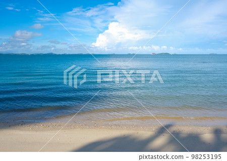 Sea beach wave white sand against blue sky cloud serenity scene 98253195