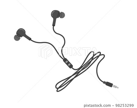 Illustration of black stereo earphones 98253299