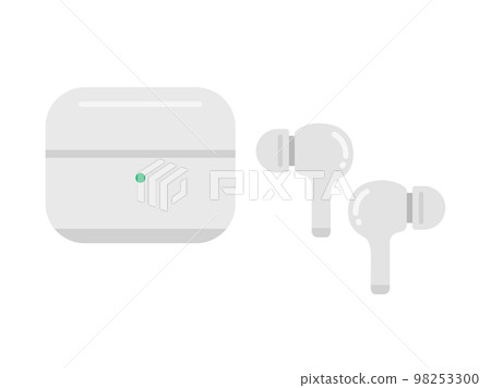 Illustration of white wireless earphones 98253300