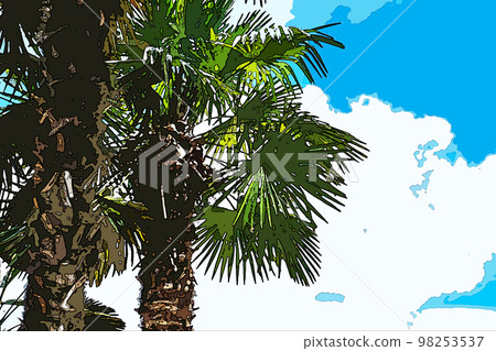 The sky of the resort area Palm trees 98253537