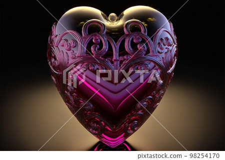 Heart of glass in color 2023 year Viva Magenta, Valentine's Day concept. High quality illustration Heart of glass in color 2023 year Viva Magenta, Valentine's Day concept. High quality illustration 98254170
