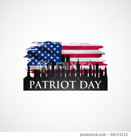 Patriot day design with American flag and New York skyline.  98254222