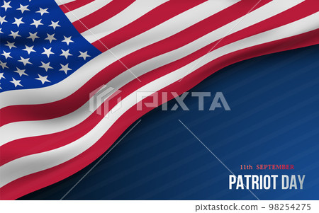 Vector banner with American flag and text Patriot Day on dark blue background. Vector banner with American flag and text Patriot Day on dark blue background. 98254275