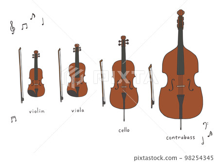 手繪插畫套弦樂器（彩色） 98254345
