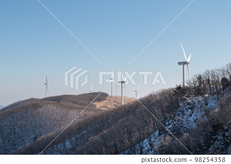 wind turbine on the top of the mountain 98254358