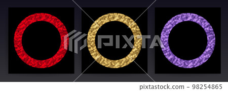 Round isolated texture frame on black background, set Round isolated texture frame on black background, set 98254865