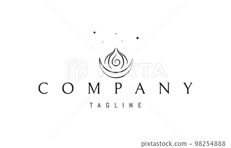 Vector logo on which an abstract image of a magical flame with a moon at the base. Vector logo on which an abstract image of a magical flame with a moon at the base. 98254888