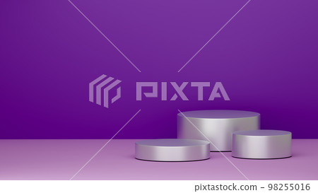 3d render product display podium background. Matte pedestal. Violet color. Stand to show cosmetic products. 3d render product display podium background. Matte pedestal. Violet color. Stand to show cosmetic products. 98255016