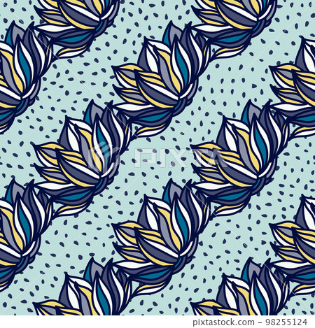 Stylish lotus flowers seamless pattern. Seamless decorative floral ornament. 98255124