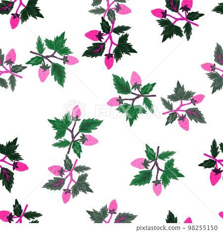 Freehand wild strawberry branch seamless pattern. Hand drawn wild berries floral wallpaper. Strawberry plant endless backdrop. Freehand wild strawberry branch seamless pattern. Hand drawn wild berries floral wallpaper. Strawberry plant endless backdrop. 98255150