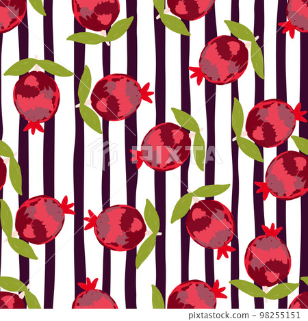 Hand drawn pomegranate fruit seamless pattern. Botanical fruits wallpaper. 98255151