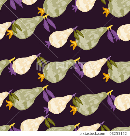 Scribble pears seamless pattern. Hand drawn fruits botanical backdrop. Naive art style. Scribble pears seamless pattern. Hand drawn fruits botanical backdrop. Naive art style. 98255152