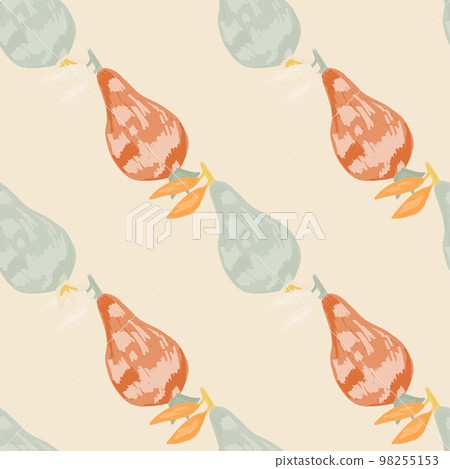 Scribble pears seamless pattern. Hand drawn fruits botanical backdrop. Naive art style. 98255153