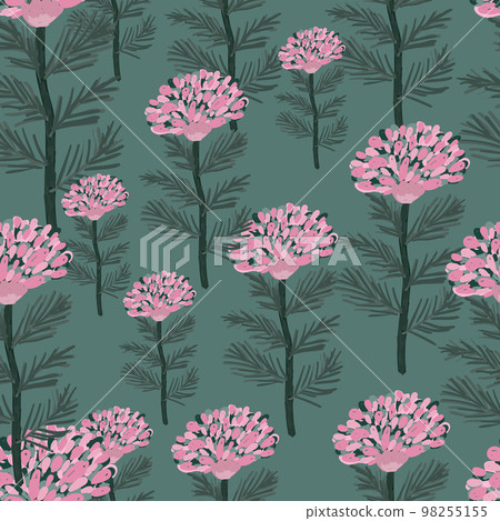 Decorative flower seamless pattern. Hand drawn herbal endless wallpaper. Decorative flower seamless pattern. Hand drawn herbal endless wallpaper. 98255155