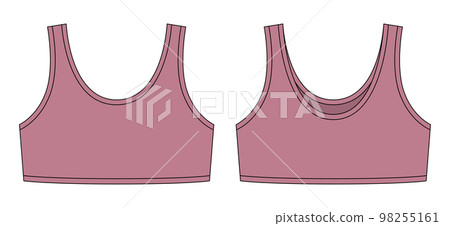 Girl bra technical sketch illustration. Pudra color. Casual underclothing. Girl bra technical sketch illustration. Pudra color. Casual underclothing. 98255161