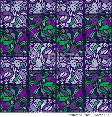 Freehand mandala seamless mosaic ornament. Abstract seamless pattern with floral and plants element. Freehand mandala seamless mosaic ornament. Abstract seamless pattern with floral and plants element. 98255163