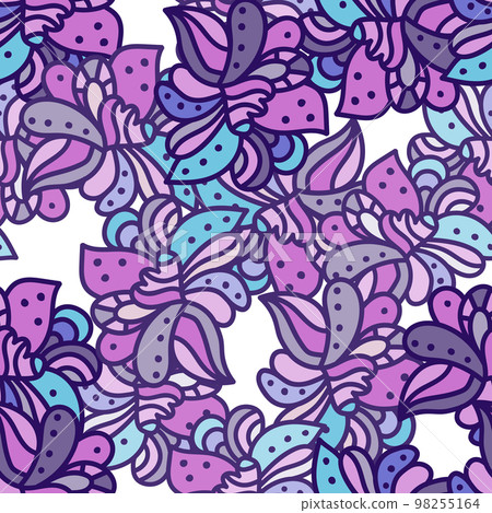 Colorful seamless pattern with floral and plants element. Freehand mandala ornament. 98255164