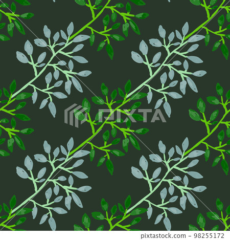 Hand drawn branches with leaves seamless pattern. Botanical sketch background. Decorative forest twig endless wallpaper. Hand drawn branches with leaves seamless pattern. Botanical sketch background. Decorative forest twig endless wallpaper. 98255172