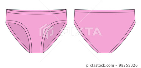 Girls knickers technical sketch illustration. Pink color. Children's underpants. 98255326